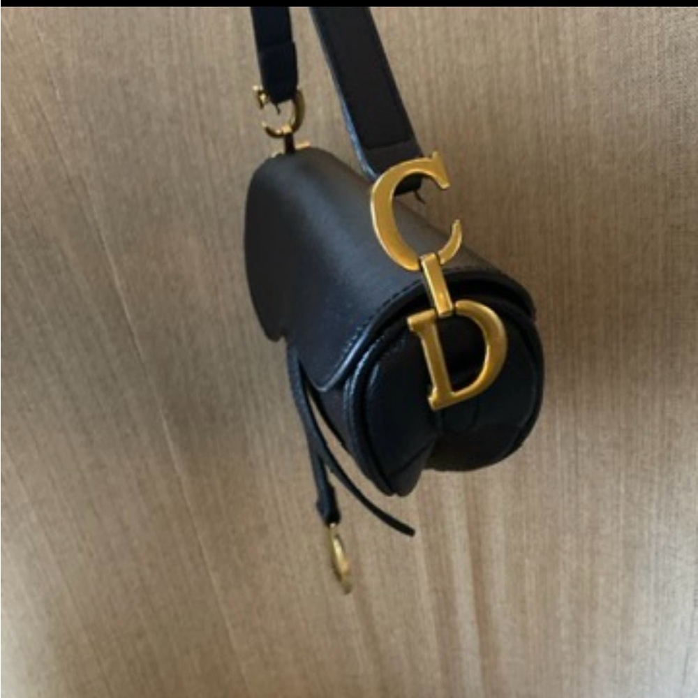 Black genuine leather Saddle Bag 25cm - Picture 4 of 5